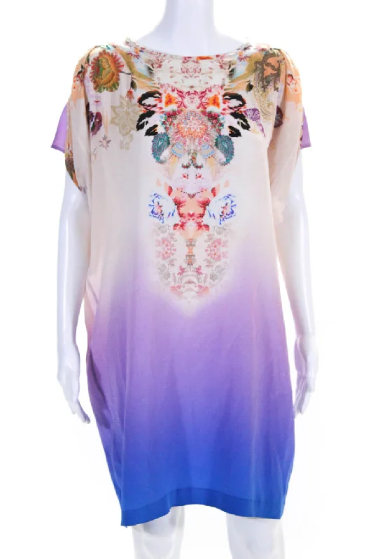 Etro Milano Womens Silk Abstract Print Ombre Kaftan Dress Multicolor