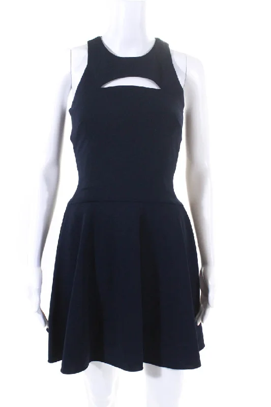 Cushnie Et Ochs Women's Sleeveless Cut Out A Line Knee Length Dress Navy