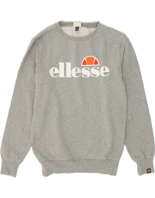 ELLESSE Womens Graphic Sweatshirt Jumper UK 8 Small Grey Cotton