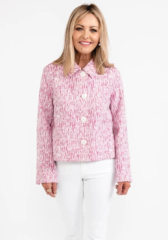 Gerry Weber Jacquard Embroidered Short Jacket, Pink