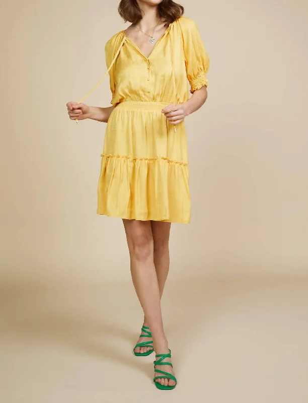 Jacquard Tiered Short Dress In Mango Sorbet