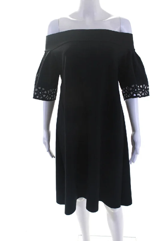 La Petite Robe di Chiara Boni Womens Off The Shoulder Dress Black