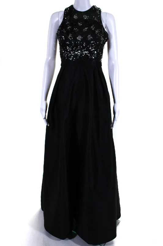 ML Monique Lhuillier Womens Jadore Sequin Gown Black