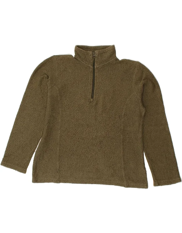 MOUNTAIN WAREHOUSE Womens Zip Neck Sweatshirt Jumper UK 10 Small Khaki