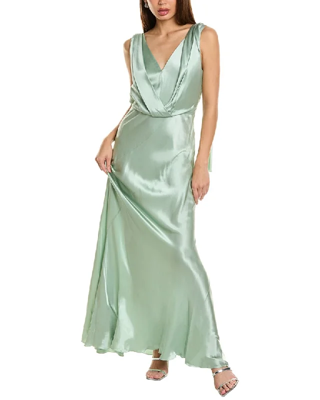 Alberta Ferretti Draped Silk-Blend Gown