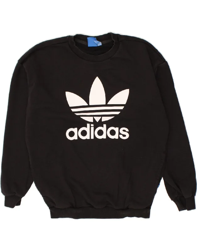 ADIDAS Womens Graphic Sweatshirt Jumper UK 8 Small Black Cotton