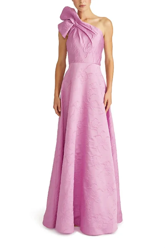 Amira Jacquard Long Dress In Soft Orchid