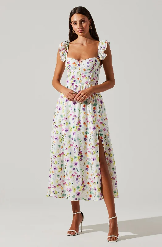 Wedelia Floral Bustier Midi Dress