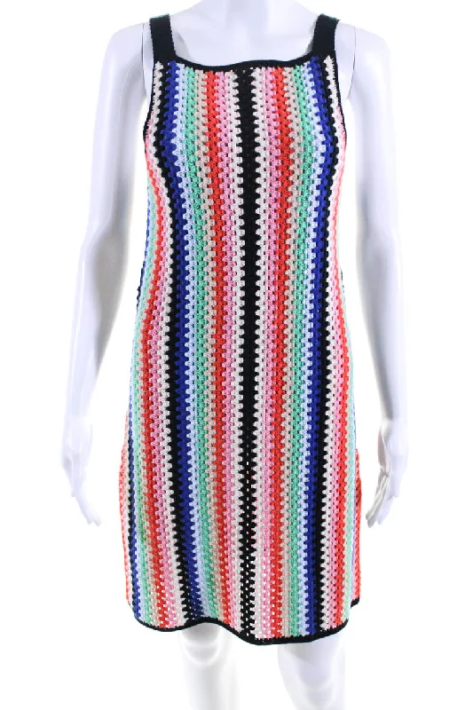 Eleven Six Womens Perla Crochet Strap Midi Sheath Dress Multicolor