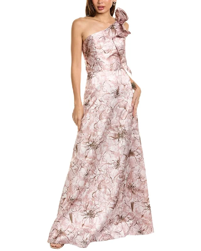 Rene Ruiz One-Shoulder A-Line Gown