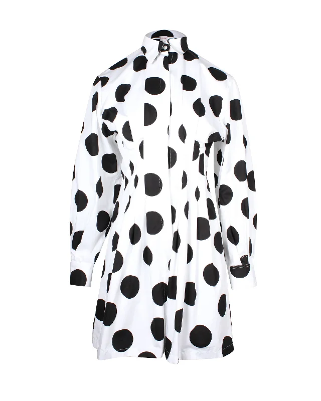 Carolina Herrera Oversized Polka Dot Shirt Dress in White and Black Cotton