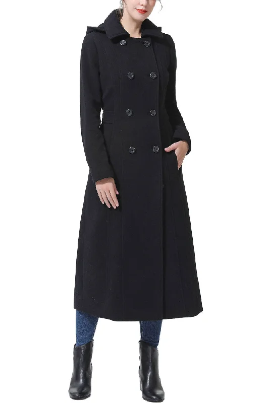 Kimi + Kai Women's "Laila" Long Hooded Wool Walking Coat