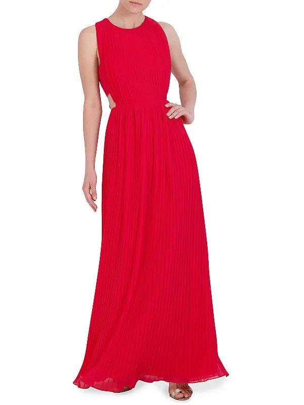 Womens Full Length Pleated Evening Dress