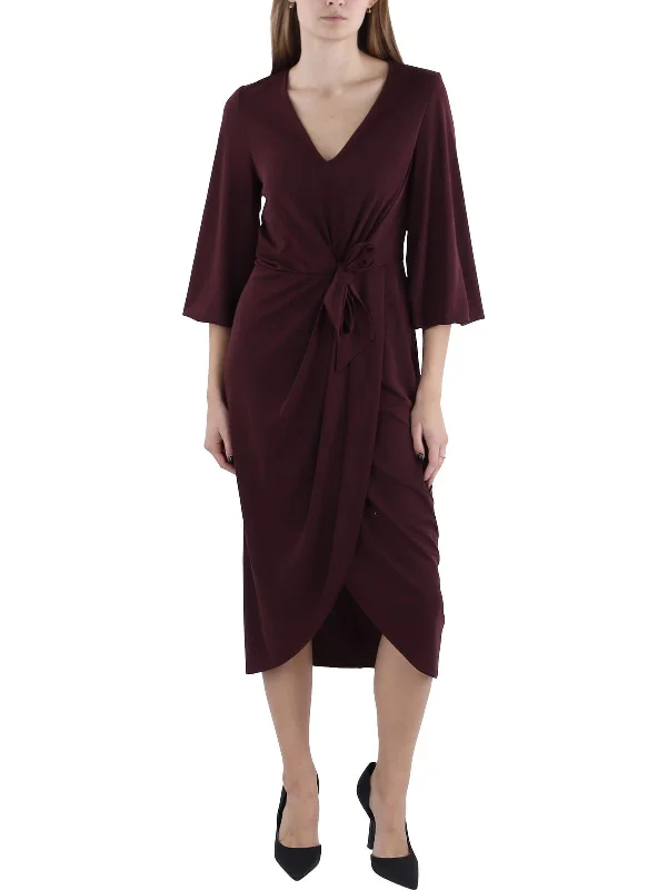 Womens Wrap Party Midi Dress