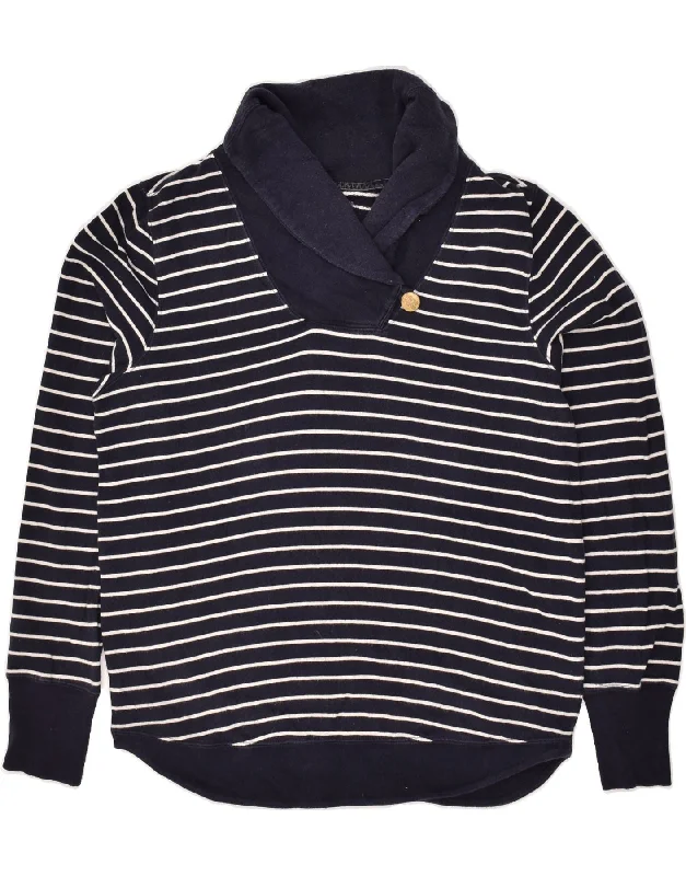 JOULES Womens Shawl Neck Sweatshirt Jumper UK 12 Medium  Navy Blue Striped