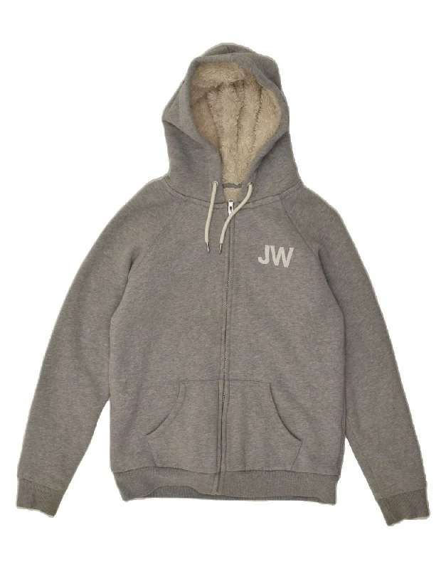 JACK WILLS Womens Zip Hoodie Sweater UK 12 Medium Grey Cotton