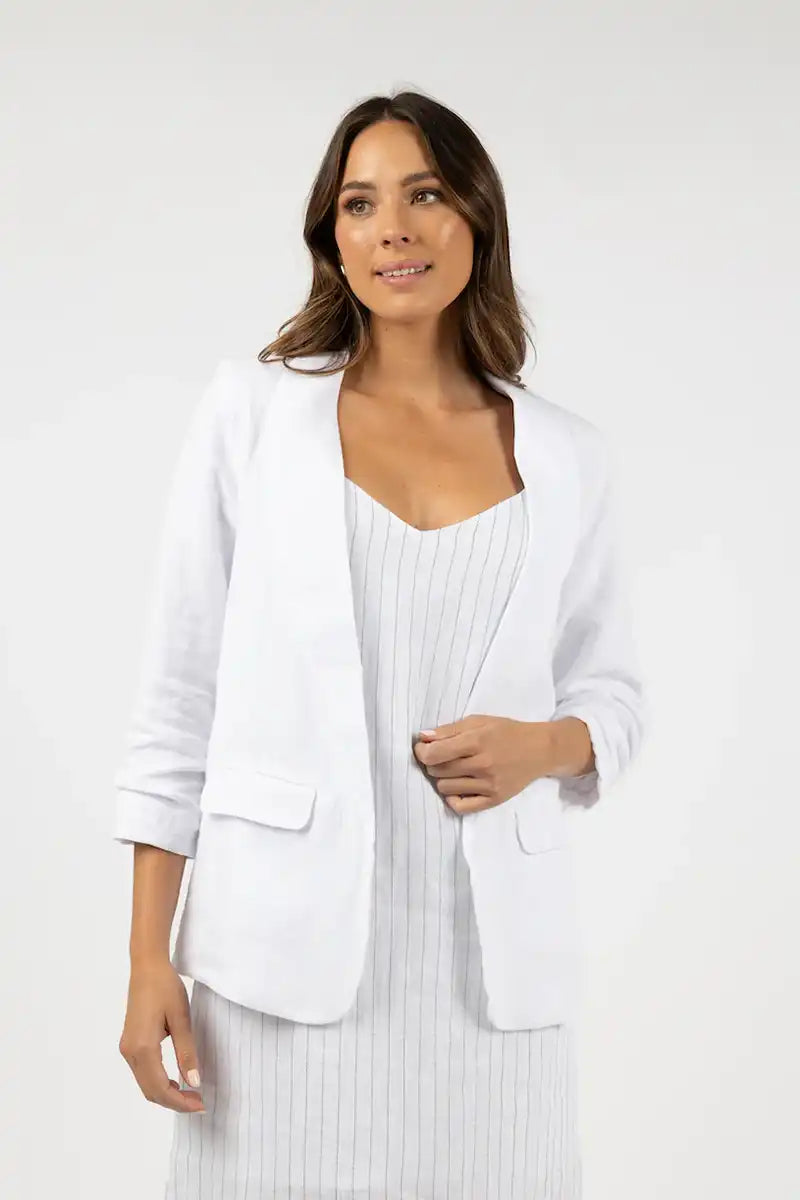 Humidity Seville Linen Jacket in White