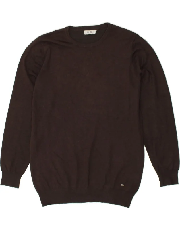 LIU JO Womens Crew Neck Jumper Sweater UK 16 Large Brown Cotton