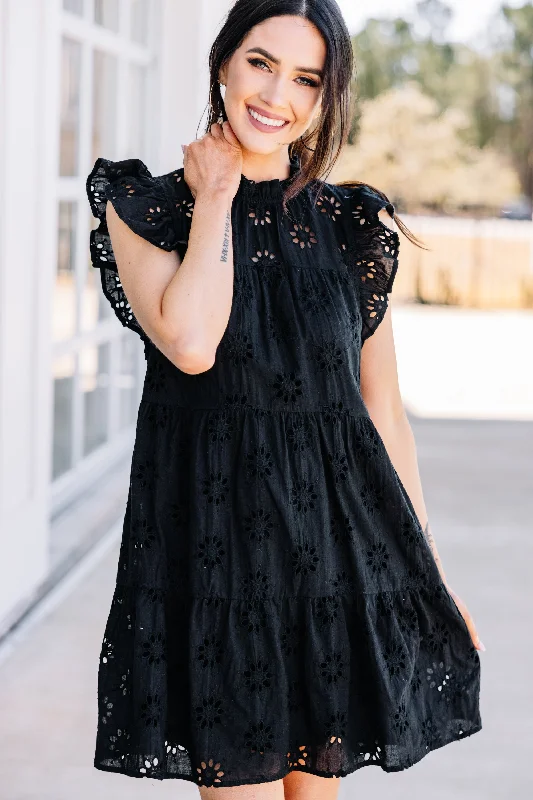 Precious Intrigue Black Eyelet Dress