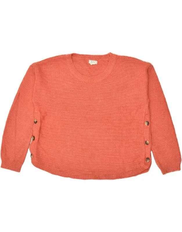 FAT FACE Womens Crew Neck Jumper Sweater UK 14 Large Orange Acrylic