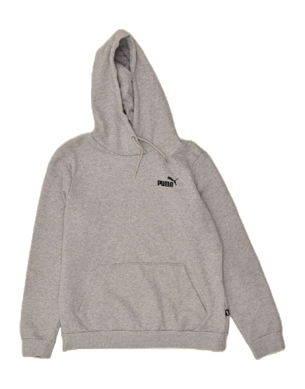 PUMA Womens Hoodie Jumper UK 14 Medium Grey Cotton