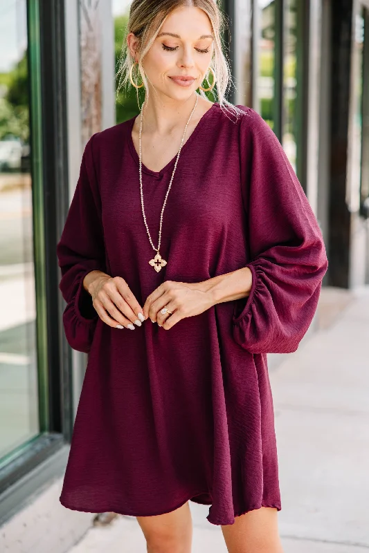 Loud And Clear Plum Purple Bubble Sleeve Dress