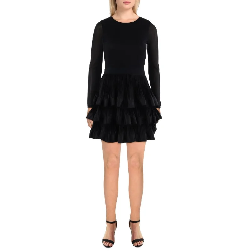 Chara Womens Shutter Pleat Tiered Cocktail And Party Dress