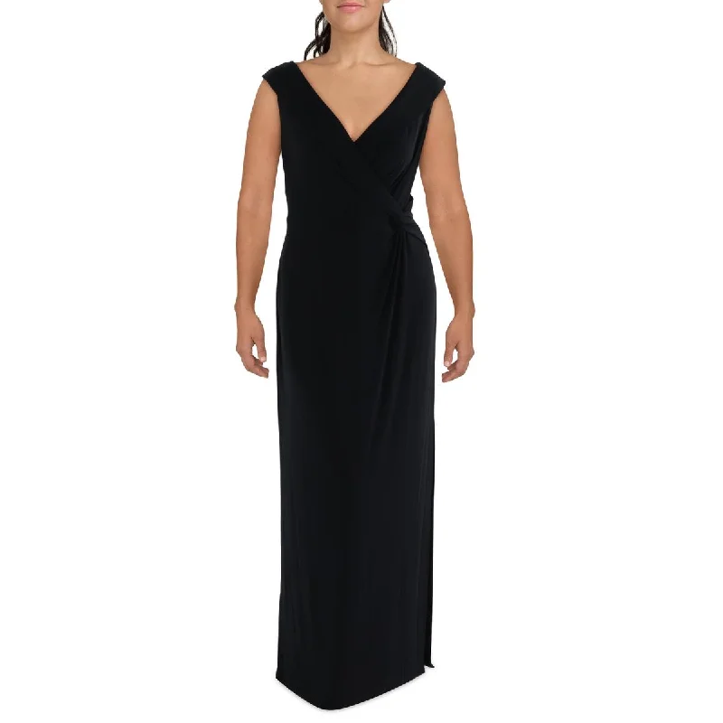 Womens Gathered Long Evening Dress