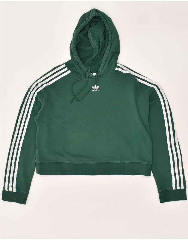 ADIDAS Womens Oversized Crop Hoodie Jumper UK 10 Small Green Cotton