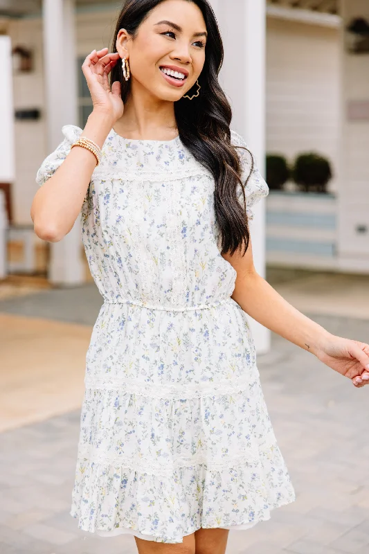 On The Horizon Ivory White Floral Dress