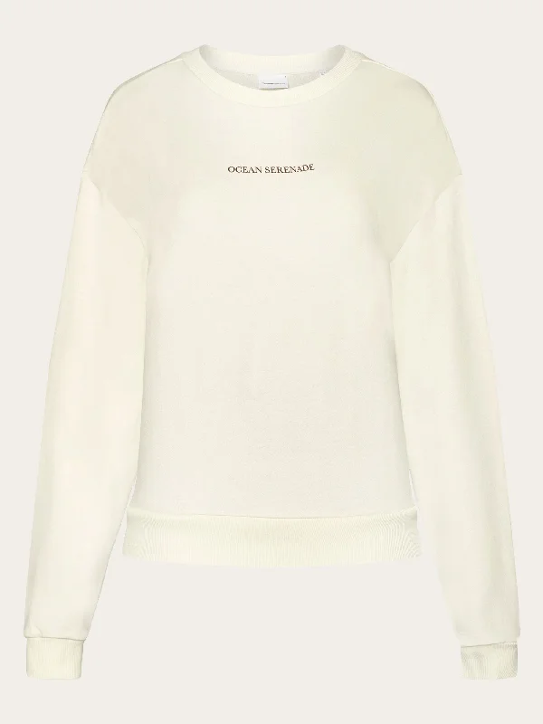 Loose back printed crew neck sweat - Egret