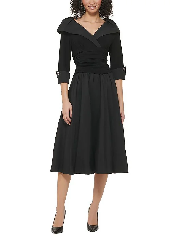 Womens A-Line Midi Cocktail And Party Dress