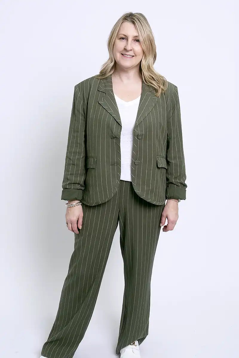 Foil Women's Take A Punt Blazer in Olive Stripe