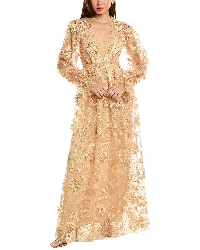 Alberta Ferretti Embroidered Lace Gown