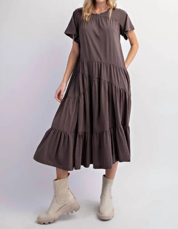 Cotton Slub Dress In Ash