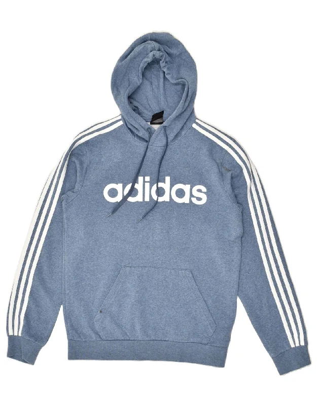 ADIDAS Womens Graphic Hoodie Jumper UK 10 Small Blue Cotton