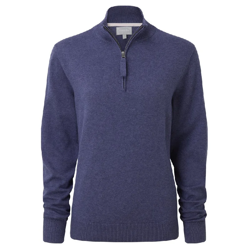 Polperro Pima Cotton 1/4 Zip - French Navy