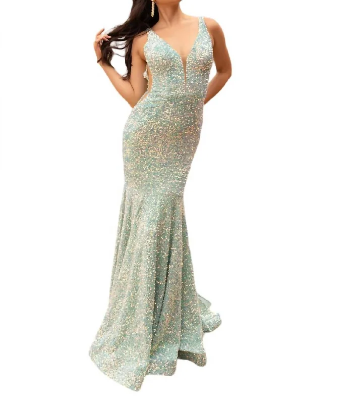 Mermaid Silhouette Prom Dress In Mint