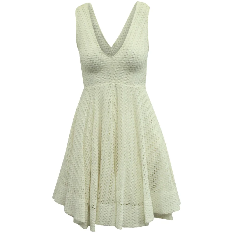 Sandro Bliss Eyelet Lace Dress in White Polyester