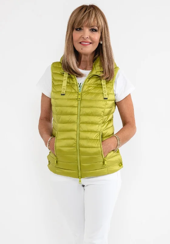 Barbara Lebek Hooded Quilted Gilet, Lime Green