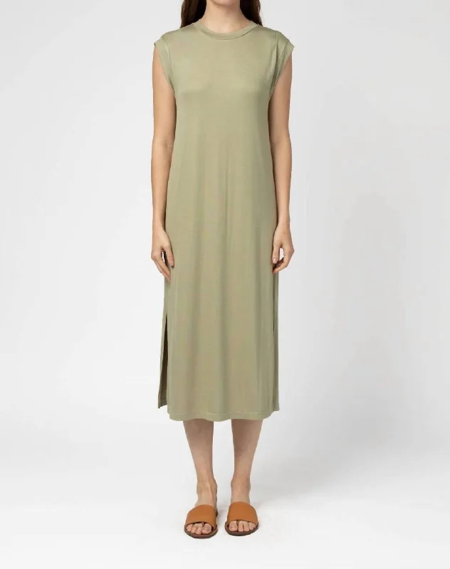 Knit Rayon Dress In Sage