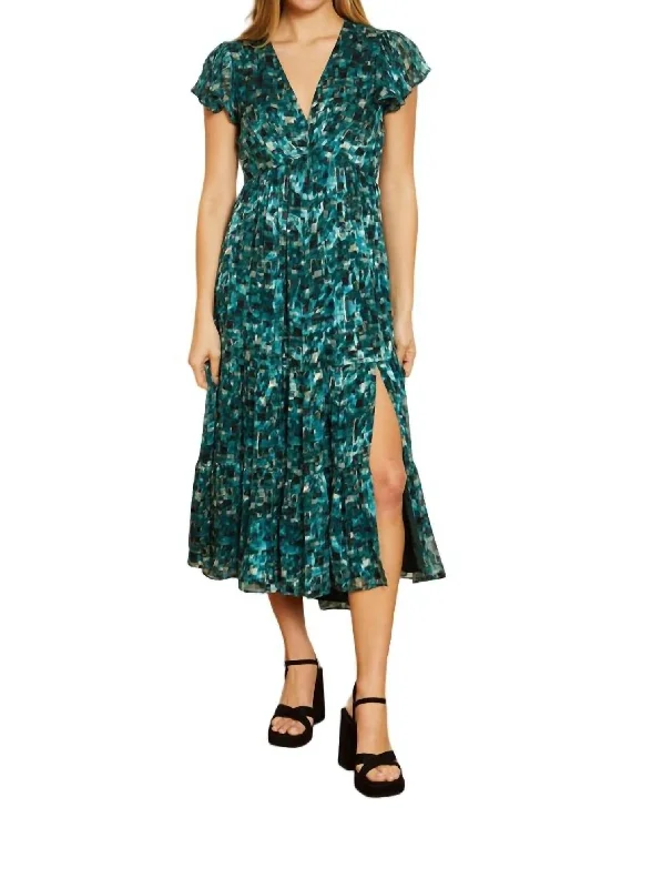 Mia Dress In Emerald Burnout