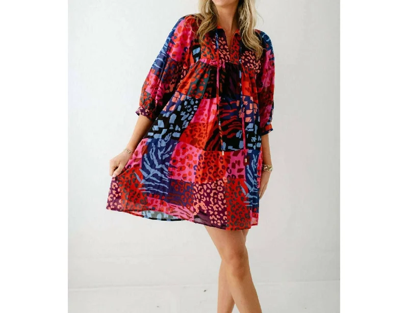 Jade Puff Sleeve Dress In Multicolor