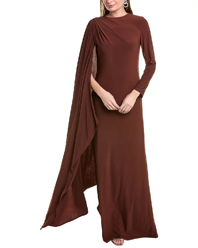 Rene Ruiz Cape Sleeve Gown