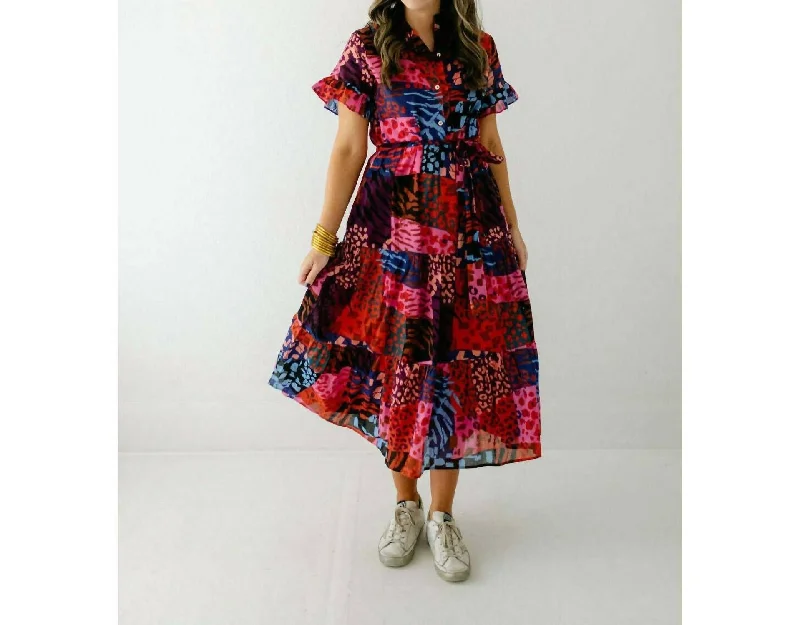 Jade Button Up Dress In Multicolor