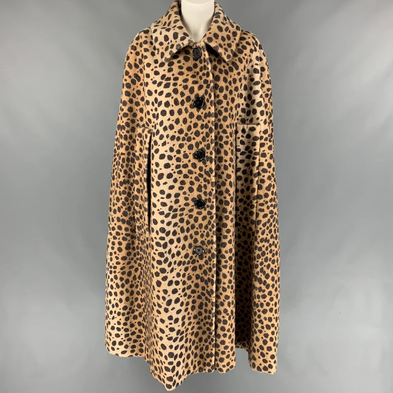 MARC JACOBS Fall 2019 Size M Tan & Brown Animal Print Alpaca / Cotton Cape