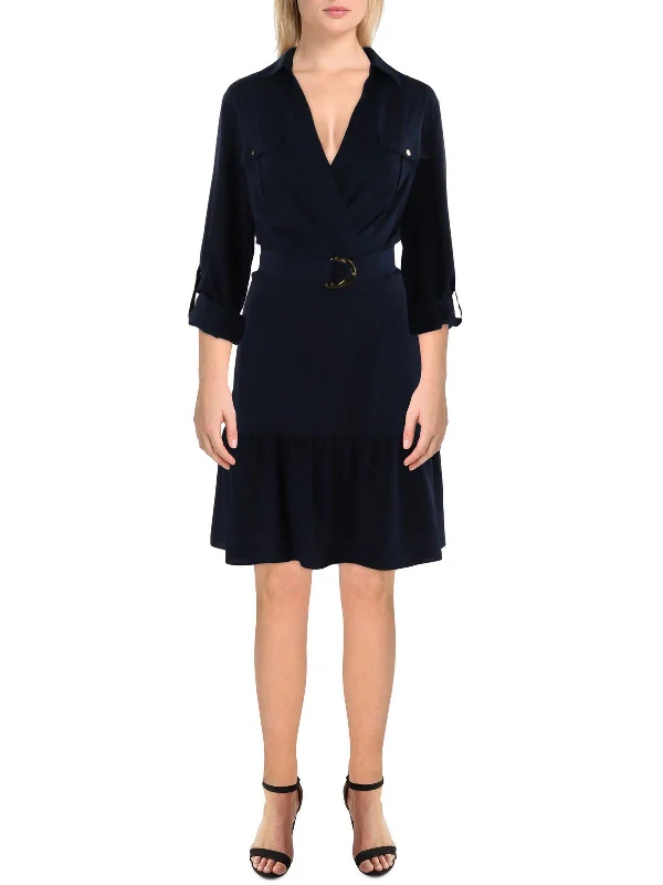 Womens Collared Long Sleeve Shirtdress