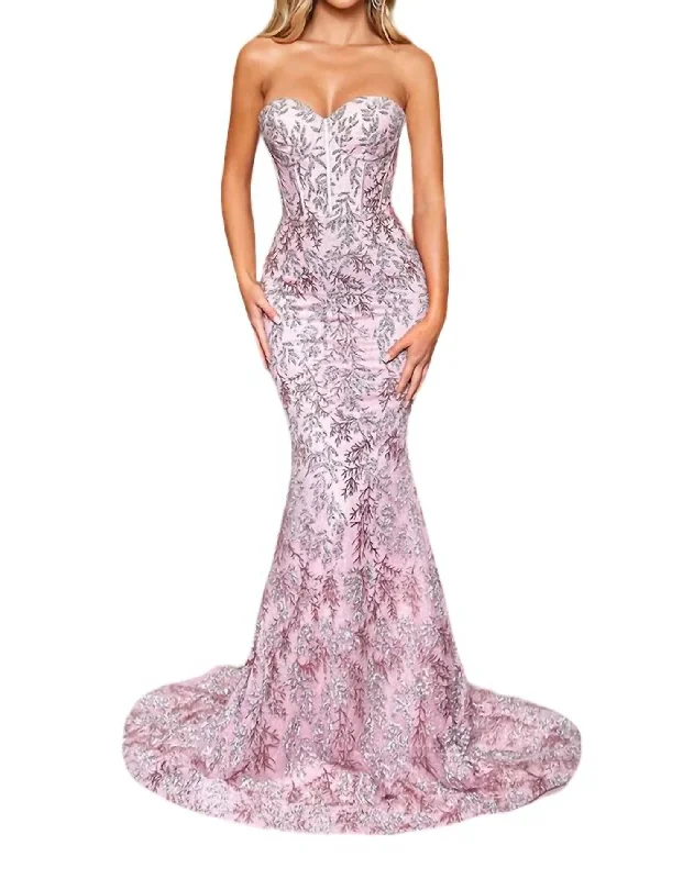 Mermaid Glitter Prom Dress In Pink