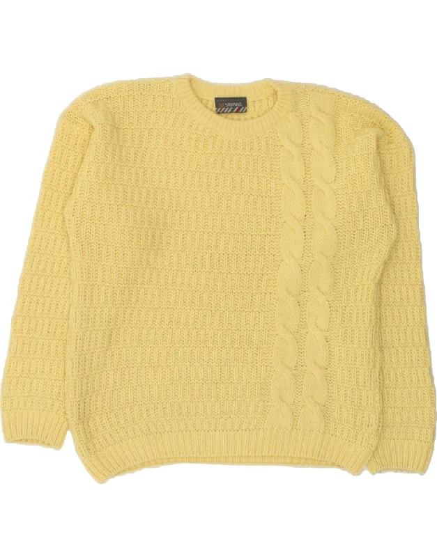 STEFANEL Womens Crew Neck Jumper Sweater UK 20 2XL Yellow Wool