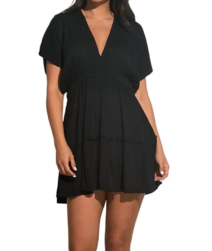 Rosalinda Ruffle Tiered Mini Dress In Black